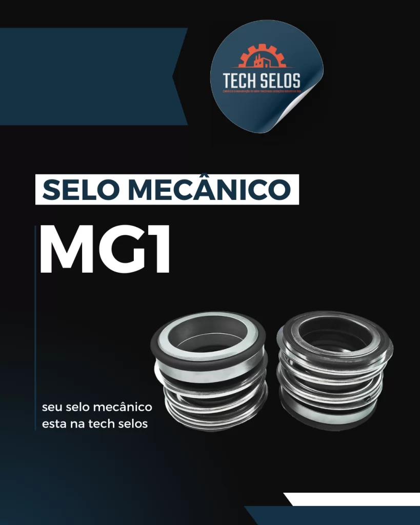 Selo mecânico MG1 em detalhe técnico com vedação em Viton